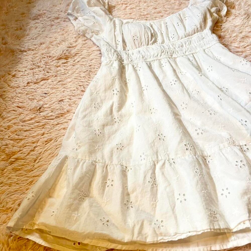 Hollister White Eyelet Coquette Twee Prairie Babydoll Open Tie‎ Back Dress - Picture 3 of 7